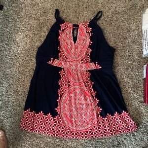 INC size large polyester flowy summer tank-red,white and blue